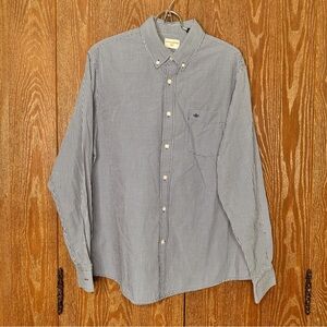 Dockers Shirt Men's Lg Long Sleeve Blue/White Collared Button Down Pocket Casual